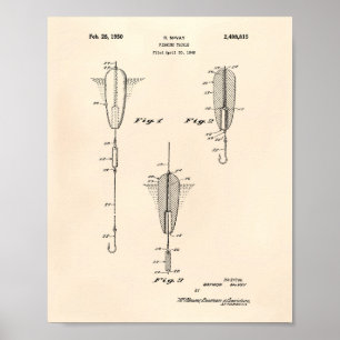 Fiskekamp 1950 Patent Art Old Peper Poster