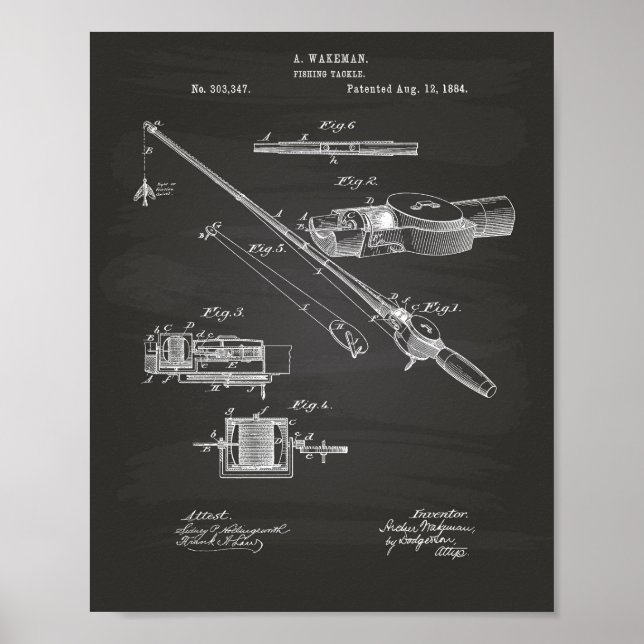 Fiskekamp 1984 Patent Art Chalkboard Poster (Framsidan)