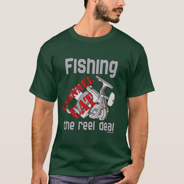 Fiskekanalkatt vid fiske efter tobak tee shirt (Framsida)