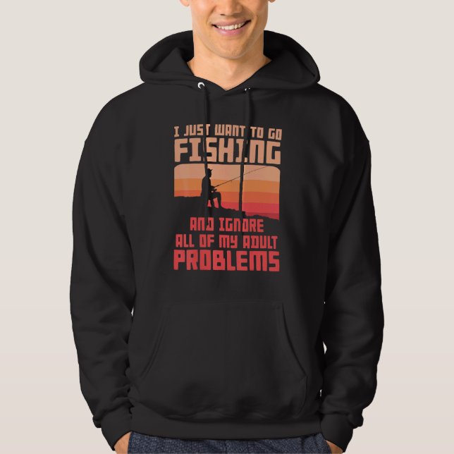 Fiskekläder För Män Fiske Löser Mina Problem Hoodie (Framsida)
