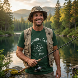 Fiskeklubb Grön T-Shirt, snygg Tee för Angler