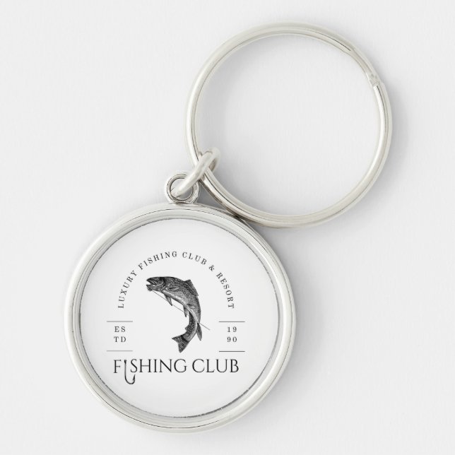 Fiskeklubb Rund Silverfärgad Nyckelring (Framsidan)