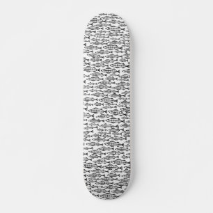 Fiskekola - svart på trä skateboard bräda 20,5 cm