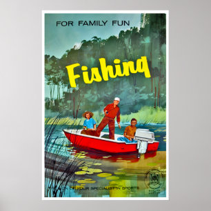 Fiskekonst Vintage Sports Print Man Cave Affisch