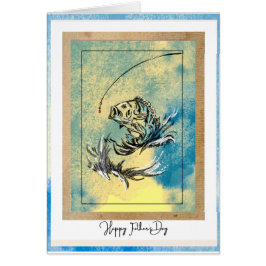 Fiskekort för lycklig Far på dagen Hälsningskort