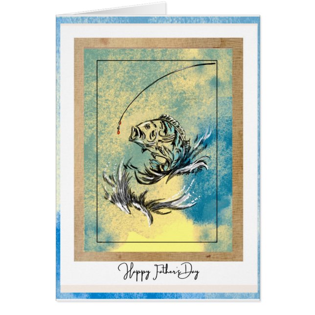 Fiskekort för lycklig Far på dagen Hälsningskort (Framsidan)