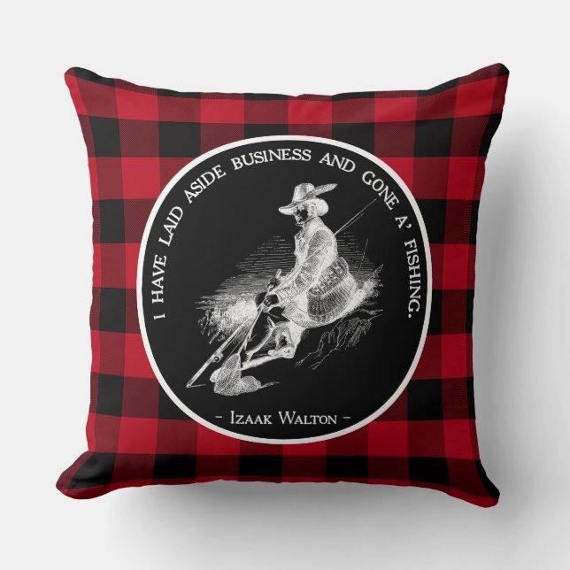 Fiskekvoter Black och Red Buffalo Play Kudde (Framsida)