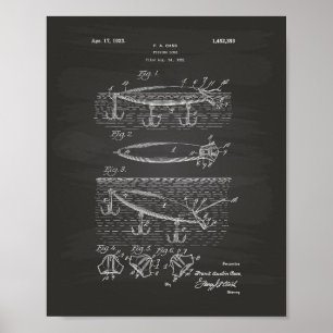 Fiskelag 1923 Patent Art Chalkboard Poster