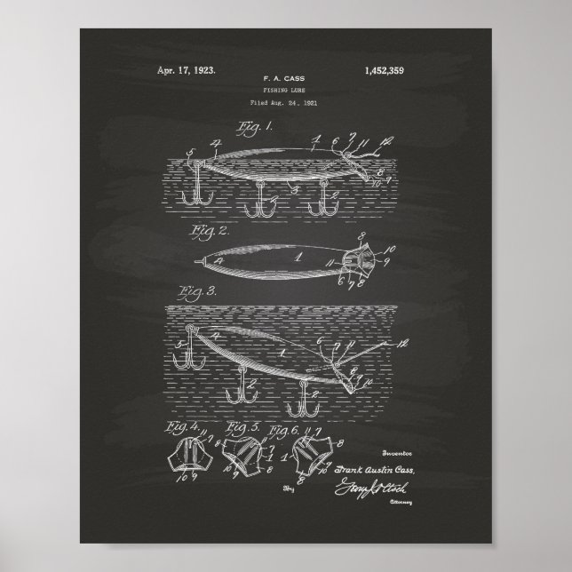 Fiskelag 1923 Patent Art Chalkboard Poster (Framsidan)