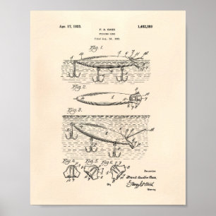 Fiskelag 1923 Patent Art Old Peper Poster