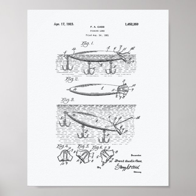 Fiskelag 1923 Patent Art White Papper Poster (Framsidan)