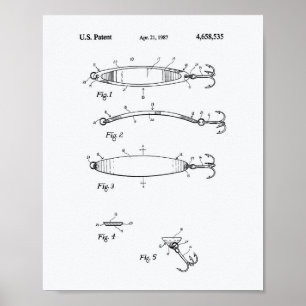 Fiskelag 1926 Patent Art White Papper PosteraFi Poster