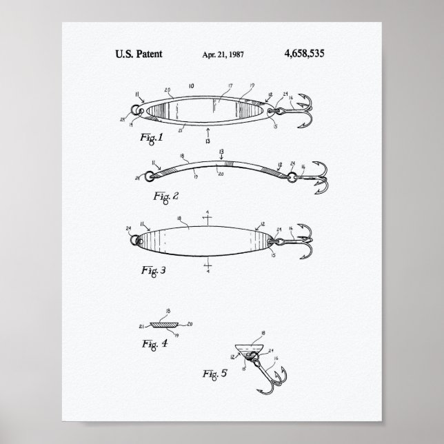 Fiskelag 1926 Patent Art White Papper PosteraFi Poster (Framsidan)