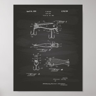 Fiskelag 1956 Patent Art Chalkboard Poster