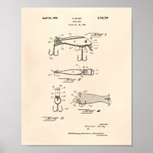 Fiskelag 1956 Patent Art Old Peper Poster