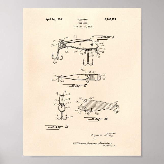 Fiskelag 1956 Patent Art Old Peper Poster (Framsidan)