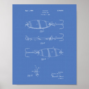 Fiskelag 1964 Patent Art Blueprint Poster