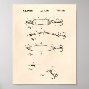 Fiskelag 1964 Patent Art Old Peper Poster