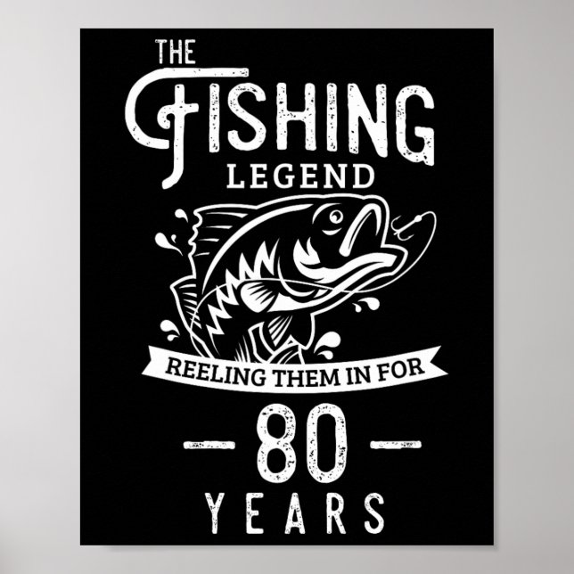 Fiskelagende 80 år gammalt födelsedagspresent För  Poster (Framsidan)