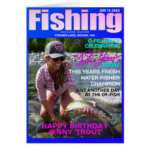Fiskelagg Parody Bday-Upload Photo-Message-Woman Hälsningskort