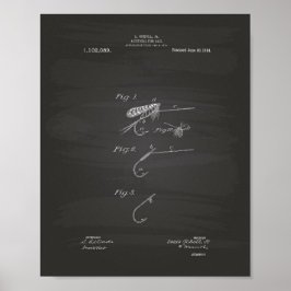 Fiskelagn 1914 Patent Art Chalkboard Poster