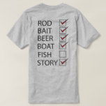 Fiskelecka av lista på baksidan Ljus T-shirt<br><div class="desc">En rolig fisketunja med en checklista.</div>