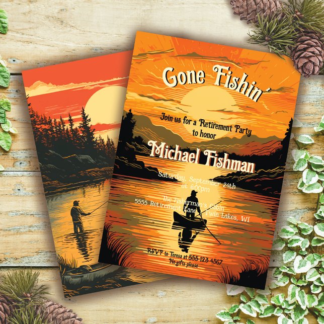 Fiskeledklipp för Borta fiske i Pension Inbjudningar (Skapare uppladdad)