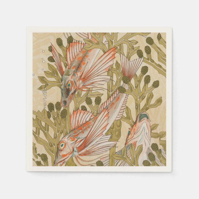 Fiskeliv under vatten pappersservett (Framsidan)