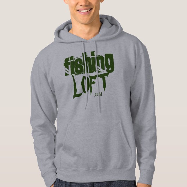 FiskeLoft.com Brand Fishing Logotyp Hoodie Sweater (Framsida)