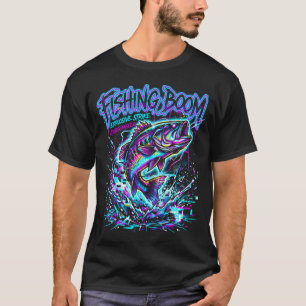 Fiskelycka Cyber Neon Konst T Shirt