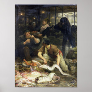Fiskemarknaden i morgon 1880 poster