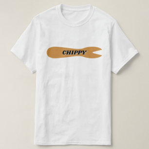 Fisken & chiper shoppar trä dela sig t shirt