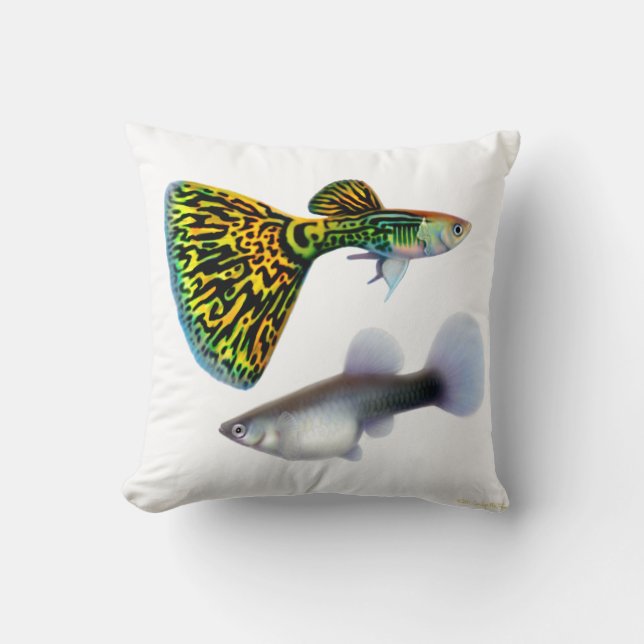 Fisken för guppyen för den Snakeskin kobrafinare Kudde (Framsida)