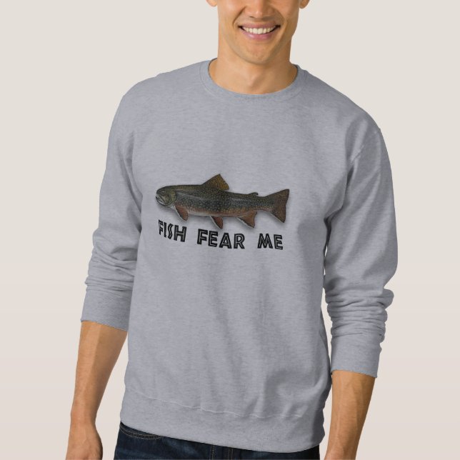 Fisken fruktar mig roliga fiskesportar lång ärmad tröja (Framsida)