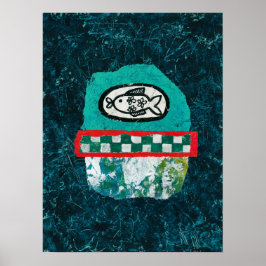 Fisken går ut på att Poster mur konst