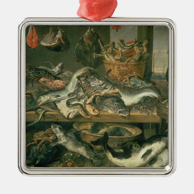 Fisken marknadsför, 1618-21 julgransprydnad metall (Framsidan)