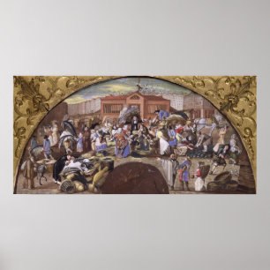 Fisken marknadsför på Les Halles, c.1660 Poster