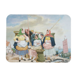Fisken marknadsför vid havet, c.1860 (olja på magnet