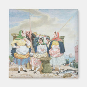 Fisken marknadsför vid havet, c.1860 (olja på magnet