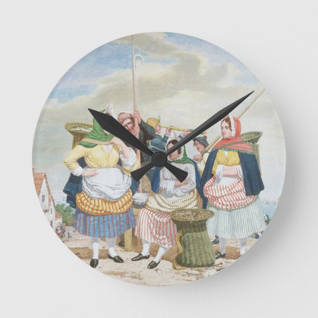 Fisken marknadsför vid havet, c.1860 (olja på rund klocka (Framsida)