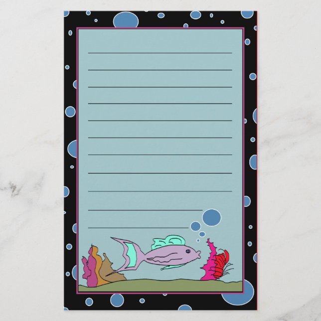 Fisken med bubblar gränsen fodrad brevpapper (Framsida)