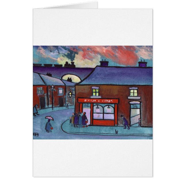 FISKEN OCH CHIPEN SHOPPAR HÄLSNINGSKORT (Framsidan)