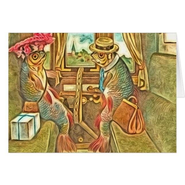 Fisken reser tomma inre tillfällen hälsningskort (Framsidan Horizontal)