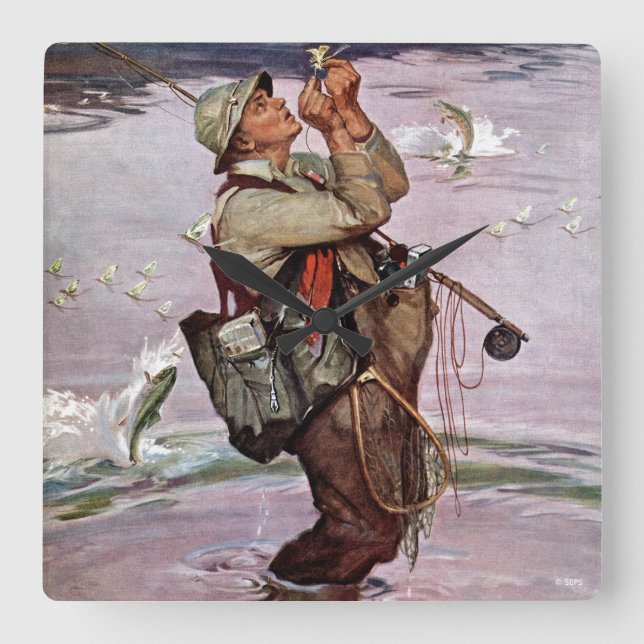 Fisken skakar fyrkantig klocka (Framsida)