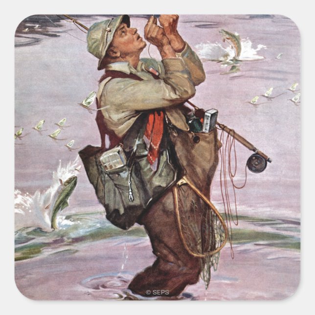 Fisken skakar fyrkantigt klistermärke (Framsida)