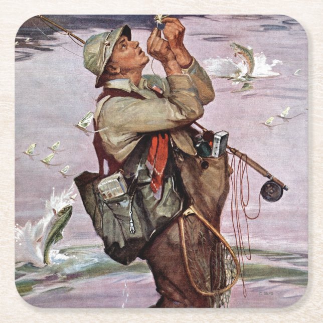 Fisken skakar underlägg papper kvadrat (Framsidan)