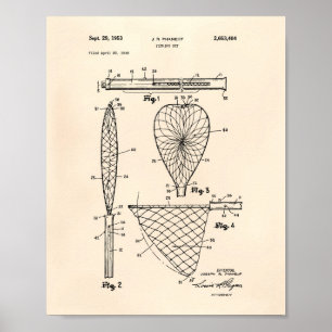 Fiskenät 1953 Patent Art Old Peper Poster