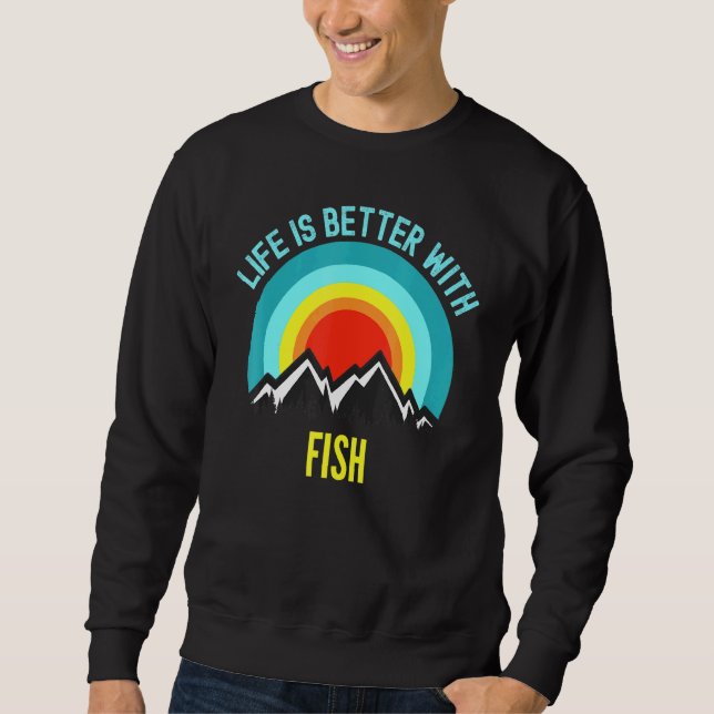 Fiskens liv är bättre med fisk lång ärmad tröja (Framsida)