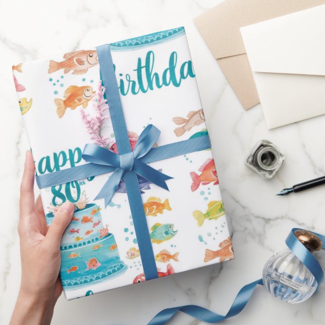 Fiskentusiast 80-årsdag Akvarell  Presentpapper (Gifting)