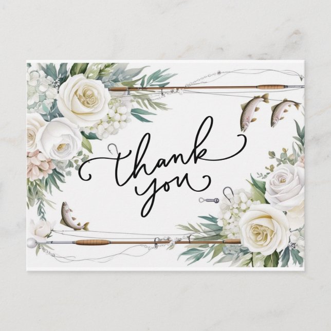 Fiskentusiaster Tack med fisk och blommor Vykort (Framsida)